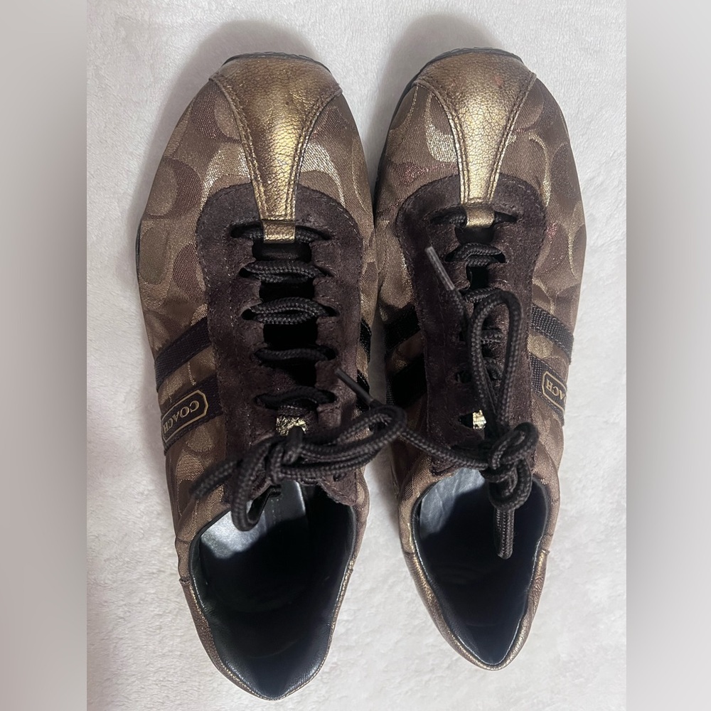 Vintage Coach Metallic Gold and Brown Sneakers